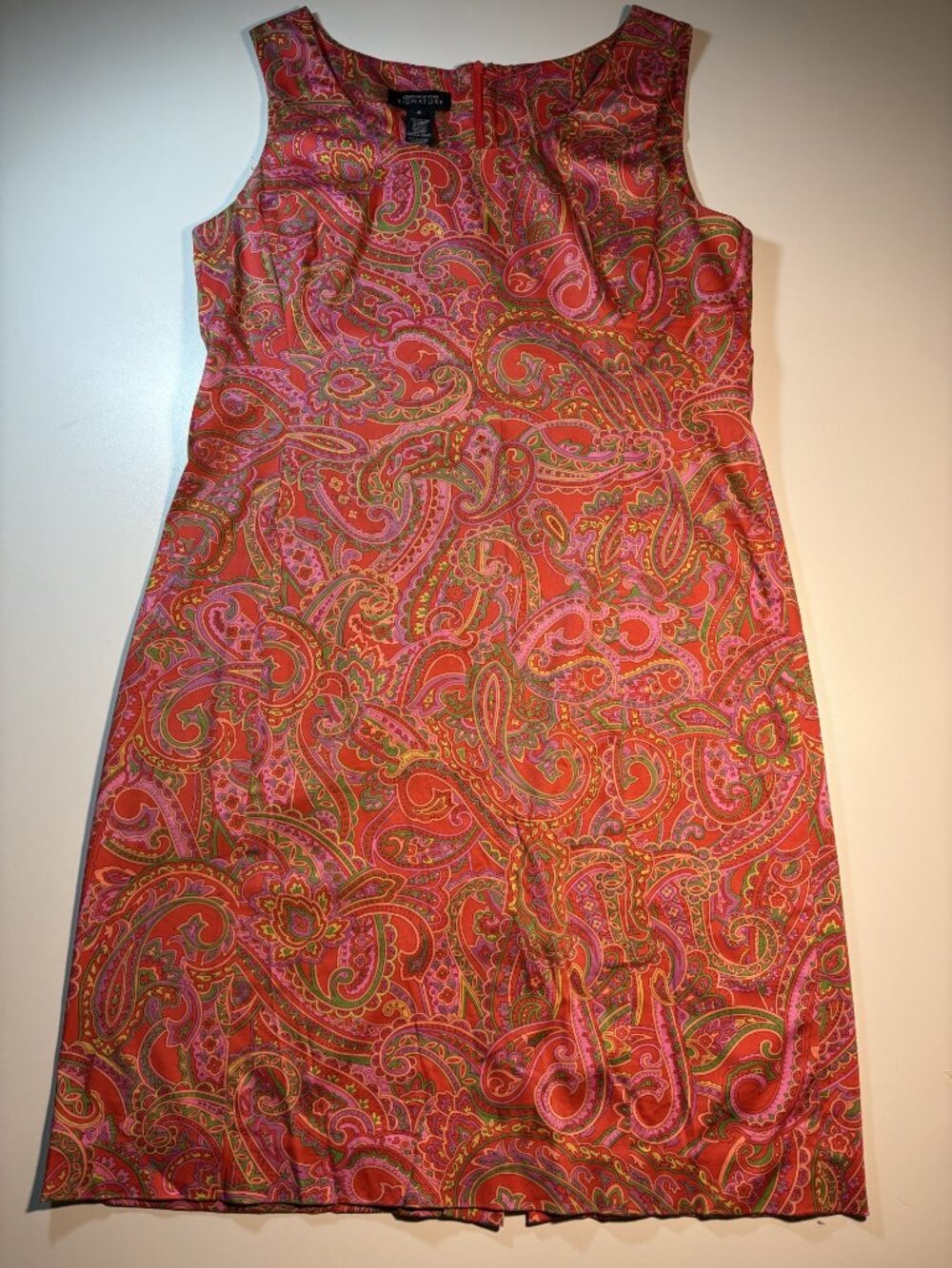 Jones New York Paisley Dress Size 8 Sleeveless Pink Orange